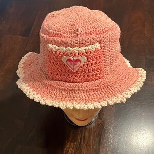 Quiksilver Roxy Pink and Cream Crochet Hat